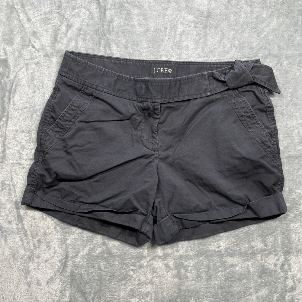 J. Crew Women Shorts Dark Gray Belted Cotton Shorts Size 2